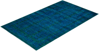 Modern Overdyed Hand Knotted Wool Blue Area Rug 5' 3" x 8' 10"