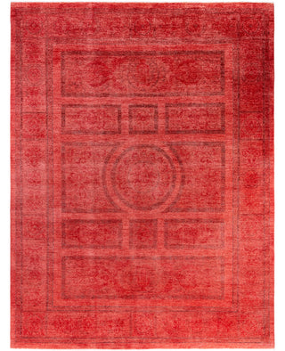 Contemporary Overdyed Wool Hand Knotted Pink Area Rug 9' 2" x 11' 9"