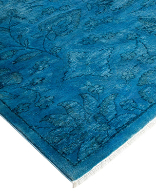 Modern Overdyed Hand Knotted Wool Blue Area Rug 8' 7" x 9' 0"
