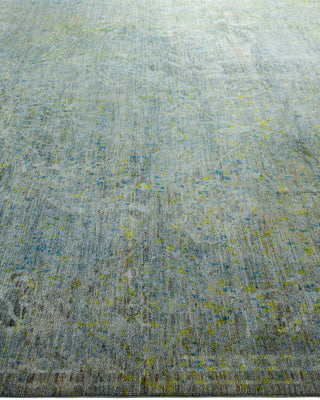 Contemporary Hand Knotted Overdyed Gray Square Area Rug 9' 0" x 9' 4"