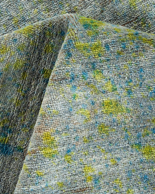 Contemporary Hand Knotted Overdyed Gray Square Area Rug 9' 0" x 9' 4"