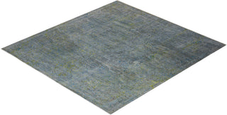 Modern Overdyed Hand Knotted Wool Gray Square Area Rug 9' 0" x 9' 4"