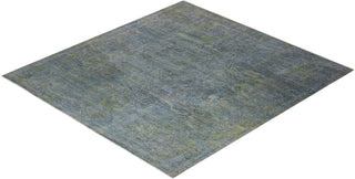 Contemporary Hand Knotted Overdyed Gray Square Area Rug 9' 0" x 9' 4"