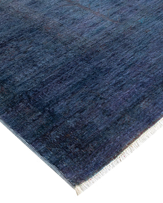 Modern Overdyed Hand Knotted Wool Blue Area Rug 8' 2" x 9' 9"