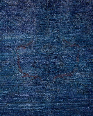 Modern Overdyed Hand Knotted Wool Blue Area Rug 8' 2" x 9' 9"