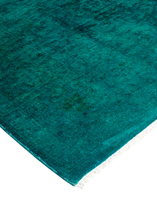 Modern Overdyed Hand Knotted Wool Green Area Rug 5' 1" x 7' 9"