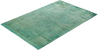 Overdyed Hand-Knotted Wool Modern-Contemporary Green Area Rug 5' 1" x 7' 7"