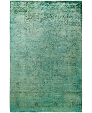 Overdyed Hand-Knotted Wool Modern-Contemporary Green Area Rug 5' 1" x 7' 7"