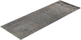 Contemporary Hand Knotted Overdyed Gray Runner 2' 8" x 8' 0"