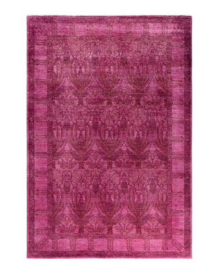 Contemporary Overyed Wool Hand Knotted Pink Area Rug 6' 2" x 8' 10"