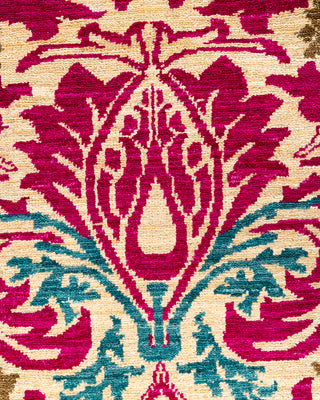 Contemporary Hand-Knotted Arts & Crafts Floral Ivory Runner 2' 9" x 7' 10"