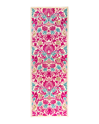 Contemporary Overyed Wool Hand Knotted Ivory Runner 2' 9" x 7' 10"