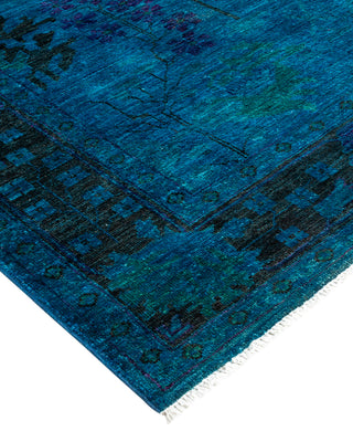 Modern Overdyed Hand Knotted Wool Blue Area Rug 5' 1" x 7' 6"