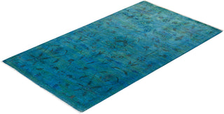 Modern Overdyed Hand Knotted Wool Blue Area Rug 3' 0" x 5' 5"
