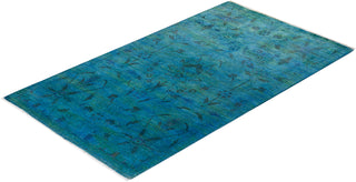 Contemporary Hand Knotted Overdyed Blue Area Rug 3' 0" x 5' 5"