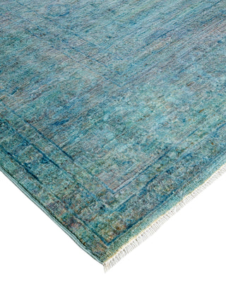 Modern Overdyed Hand Knotted Wool Blue Area Rug 7' 10" x 9' 9"