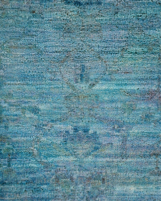 Modern Overdyed Hand Knotted Wool Blue Area Rug 7' 10" x 9' 9"