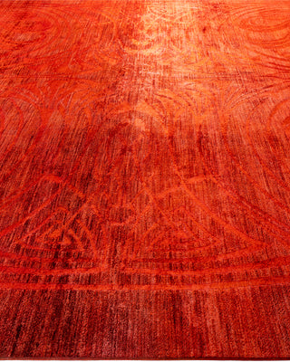 Contemporary Hand-Knotted Overdyed Orange Area Rug 9' 10" x 13' 4"