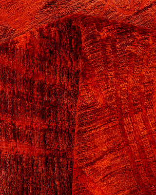 Contemporary Hand-Knotted Overdyed Orange Area Rug 9' 10" x 13' 4"
