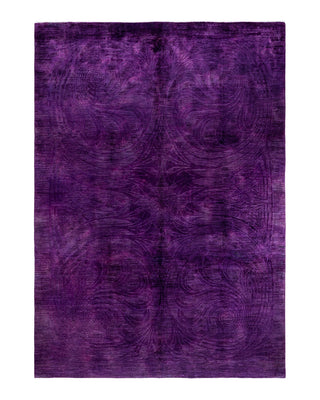 Contemporary Overyed Wool Hand Knotted Purple Area Rug 9' 0" x 12' 5"
