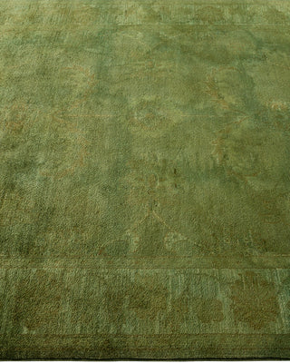 Modern Overdyed Hand Knotted Wool Green Area Rug 5' 1" x 8' 4"