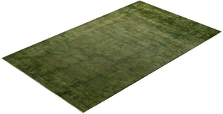 Modern Overdyed Hand Knotted Wool Green Area Rug 5' 1" x 8' 4"