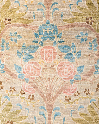 Contemporary Hand-Knotted Arts & Crafts Floral Beige Runner 2' 8" x 10' 0"