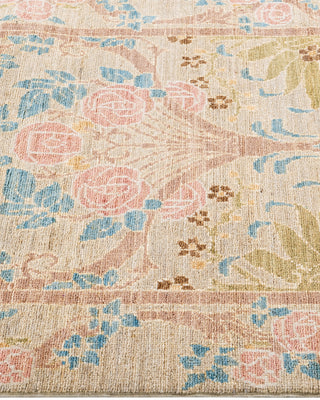 Contemporary Hand-Knotted Arts & Crafts Floral Beige Runner 2' 8" x 10' 0"