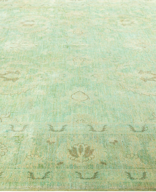 Overdyed Hand-Knotted Wool Modern-Contemporary Green Area Rug 8' 10" x 11' 5"