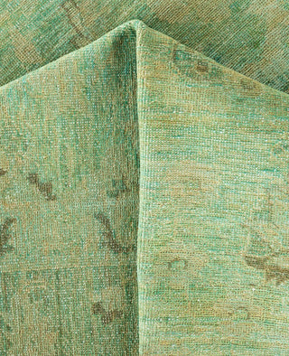 Overdyed Hand-Knotted Wool Modern-Contemporary Green Area Rug 8' 10" x 11' 5"