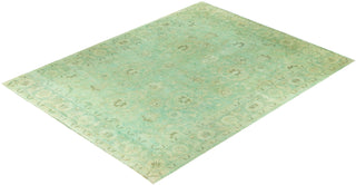 Overdyed Hand-Knotted Wool Modern-Contemporary Green Area Rug 8' 10" x 11' 5"