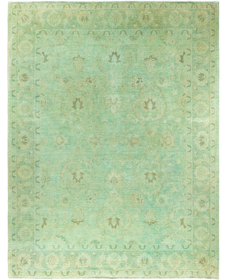 Overdyed Hand-Knotted Wool Modern-Contemporary Green Area Rug 8' 10" x 11' 5"
