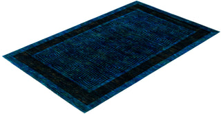 Overdyed Hand-Knotted Wool Modern-Contemporary Blue Area Rug 5' 10" x 9' 4"