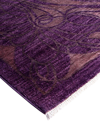 Contemporary Overyed Wool Hand Knotted Purple Area Rug 5' 0" x 6' 6"
