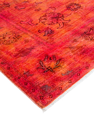 Modern Overdyed Hand Knotted Wool Orange Area Rug 5' 2" x 7' 10"