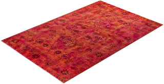 Modern Overdyed Hand Knotted Wool Orange Area Rug 5' 2" x 7' 10"