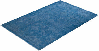 Contemporary Hand-Knotted Overdyed Blue Area Rug 4' 1" x 6' 2"