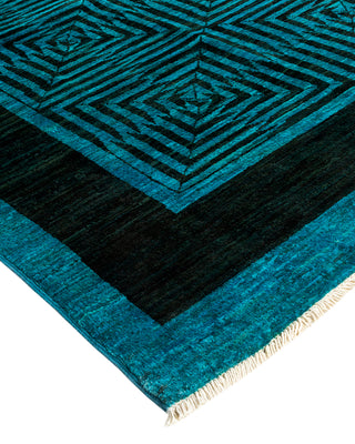 Modern Overdyed Hand Knotted Wool Blue Area Rug 7' 10" x 10' 1"