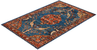 Serapi One of a kind Wool Light Blue Area Rug 3' 2" x 4' 10"