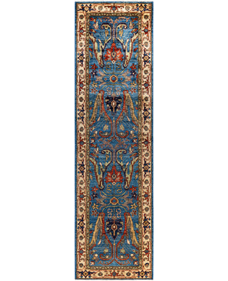 Serapi One of a kind Wool Light Blue Area Rug 2' 9" x 9' 7"