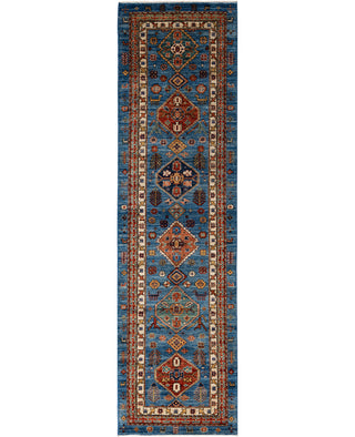 Serapi One of a kind Wool Light Blue Area Rug 2' 9" x 10' 0"