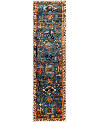 Serapi One of a kind Wool Light Blue Area Rug 2' 6" x 9' 5"