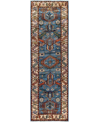 Serapi One of a kind Wool Light Blue Area Rug 2' 8" x 8' 8"