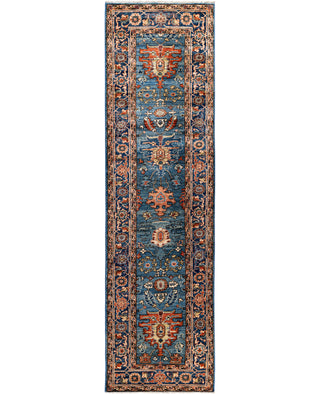 Serapi One of a kind Wool Light Blue Area Rug 2' 7" x 9' 6"