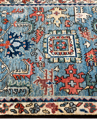 Serapi One of a kind Wool Light Blue Area Rug 2' 7" x 9' 7"