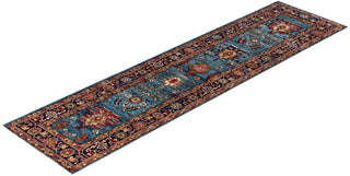 Serapi One of a kind Wool Light Blue Area Rug 2' 7" x 10' 0"
