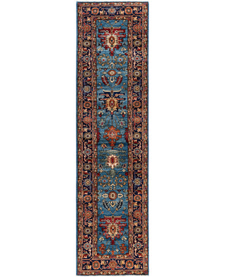 Serapi One of a kind Wool Light Blue Area Rug 2' 7" x 10' 0"