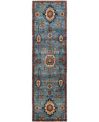 Serapi One of a kind Wool Light Blue Area Rug 2' 9" x 9' 10"