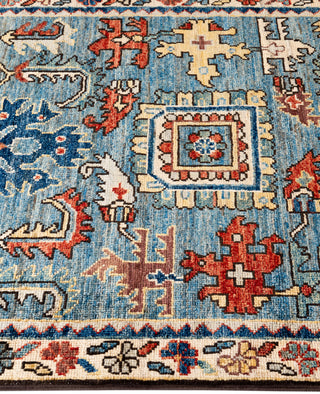Serapi One of a kind Wool Light Blue Area Rug 2' 7" x 9' 8"