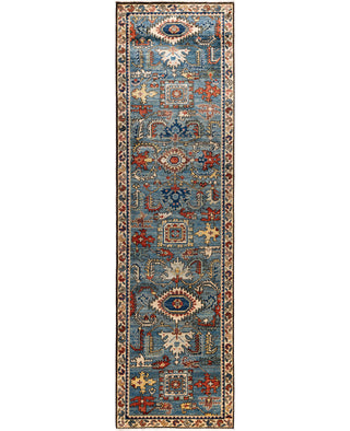 Serapi One of a kind Wool Light Blue Area Rug 2' 7" x 9' 8"
